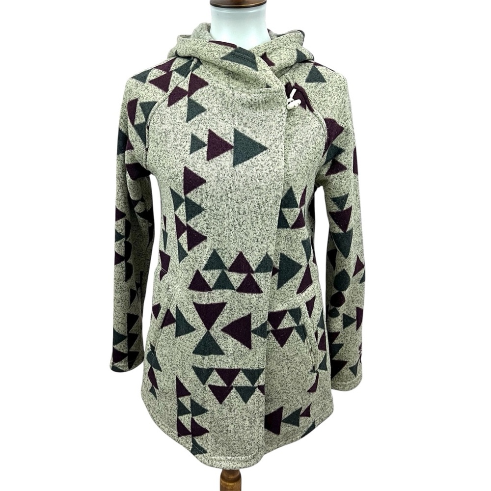 NWT The North Face Crescent Wrap Aztec Fleece Lined Hooded Jacket Toggle Button